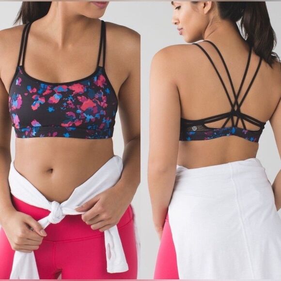 Lululemon Make A Move Bra Dandy Digie Multi / Black Strappy Sports Bra Top 4 - Picture 1 of 7